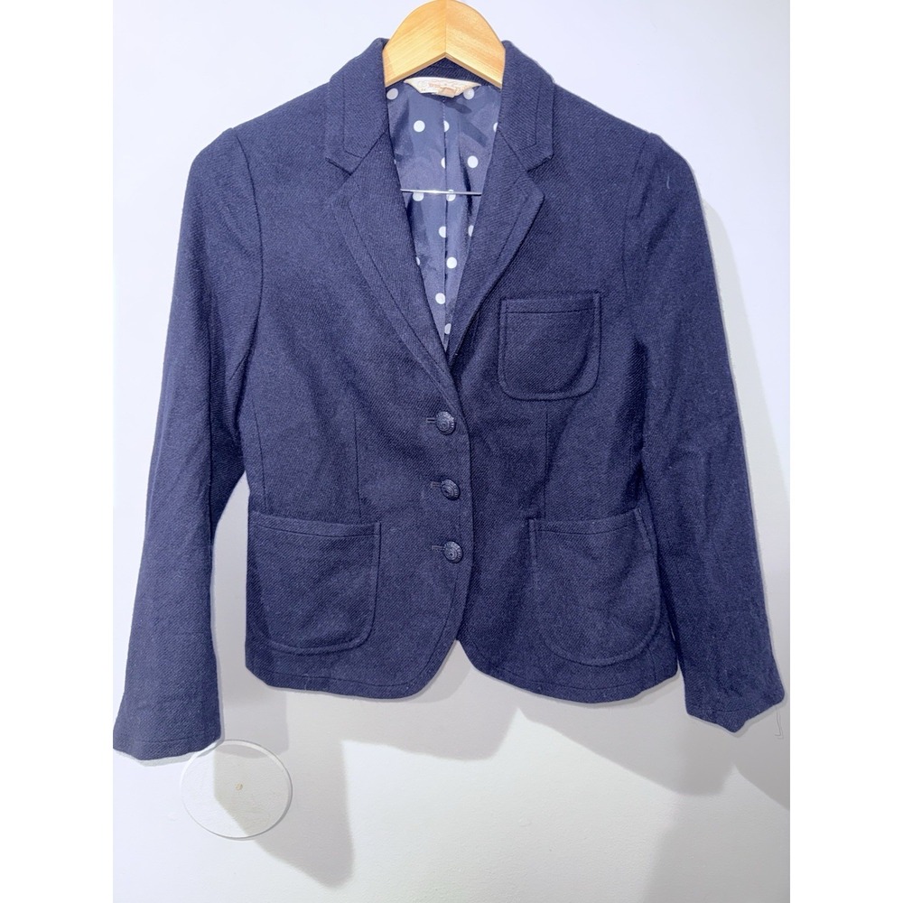 Brooks Brothers Blazer Womens Sz 4 Navy Blue Wool Jacket